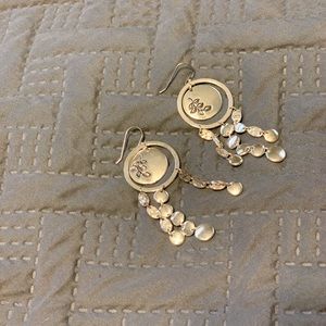 Silver Dangle Earrings with Flower Design